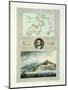 Map of Elba, View of Porto Ferraio with Portrait of Napoleon and Signature, c.1815-null-Mounted Giclee Print
