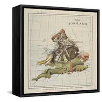 Map of England: A Modern St. George and the Dragon!!!, London, 1888-null-Framed Stretched Canvas