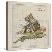 Map of England: A Modern St. George and the Dragon!!!, London, 1888-null-Stretched Canvas