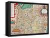 Map of England and Wales, 1579-null-Framed Stretched Canvas