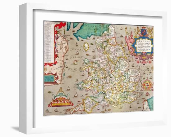 Map of England and Wales, 1579-null-Framed Giclee Print