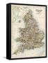 Map of England and Wales, 1870s-null-Framed Stretched Canvas