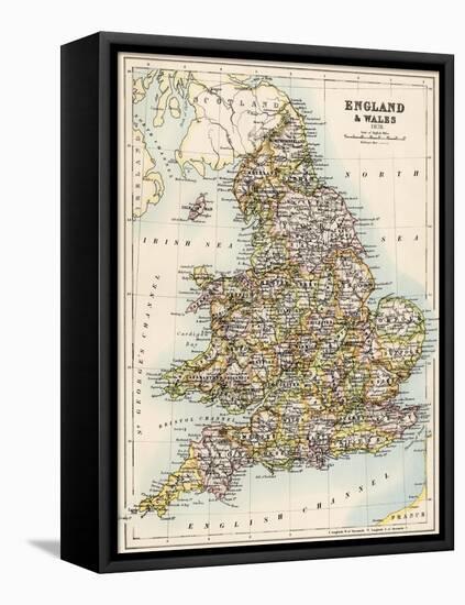 Map of England and Wales, 1870s-null-Framed Stretched Canvas