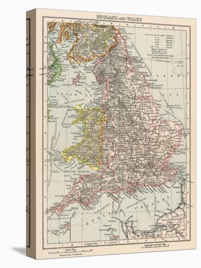 Map of England and Wales, 1870s-null-Stretched Canvas