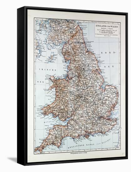 Map of England and Wales 1899-null-Framed Stretched Canvas