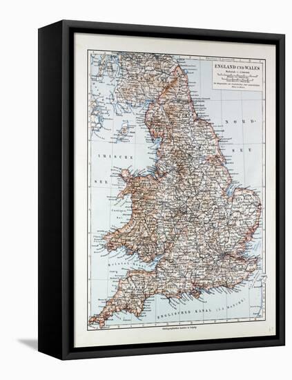 Map of England and Wales 1899-null-Framed Stretched Canvas
