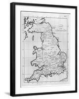 Map of England and Wales Showing Kingdoms of Saxon Heptarchy-null-Framed Art Print