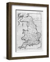 Map of England and Wales Showing Kingdoms of Saxon Heptarchy-null-Framed Art Print