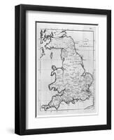 Map of England and Wales Showing Kingdoms of Saxon Heptarchy-null-Framed Art Print