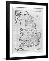 Map of England and Wales Showing Kingdoms of Saxon Heptarchy-null-Framed Art Print