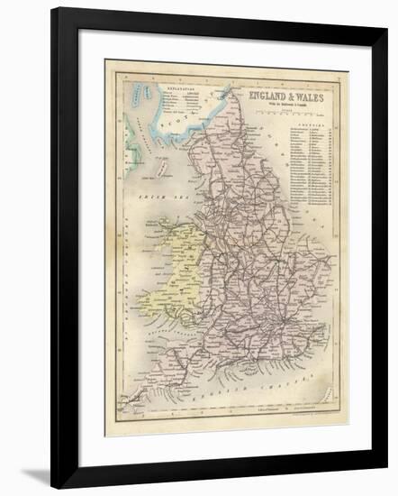 Map of England and Wales Showing Railways and Canals-James Archer-Framed Photographic Print