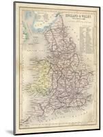 Map of England and Wales Showing Railways and Canals-James Archer-Mounted Photographic Print
