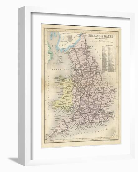 Map of England and Wales Showing Railways and Canals-James Archer-Framed Photographic Print