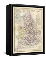 Map of England and Wales Showing Railways and Canals-James Archer-Framed Stretched Canvas