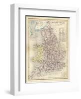 Map of England and Wales Showing Railways and Canals-James Archer-Framed Photographic Print