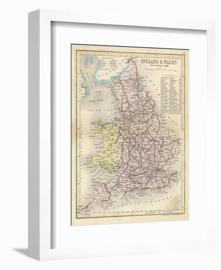 Map of England and Wales Showing Railways and Canals-James Archer-Framed Photographic Print