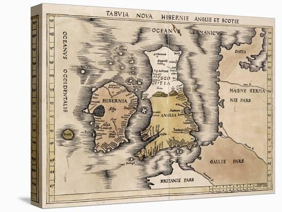 Map of England, Ireland, and Scotland Based on Ptolemy's Geography Showing the Island of Brazil Jus-null-Stretched Canvas