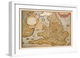 Map of England-Abraham Ortelius-Framed Art Print