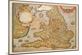 Map of England-Abraham Ortelius-Mounted Art Print