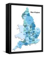 Map Of England-Vlada13-Framed Stretched Canvas