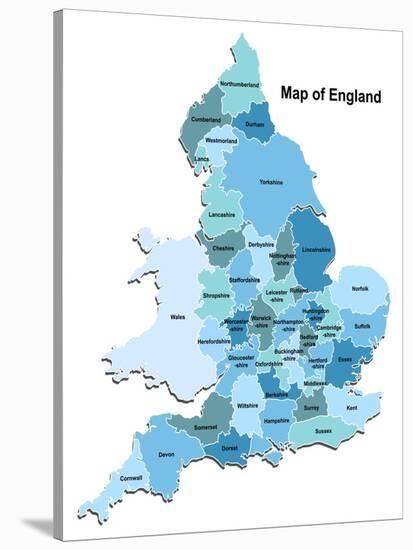 Map Of England-Vlada13-Stretched Canvas