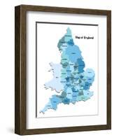 Map Of England-Vlada13-Framed Art Print