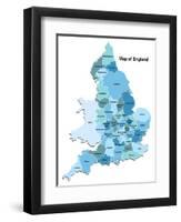 Map Of England-Vlada13-Framed Art Print