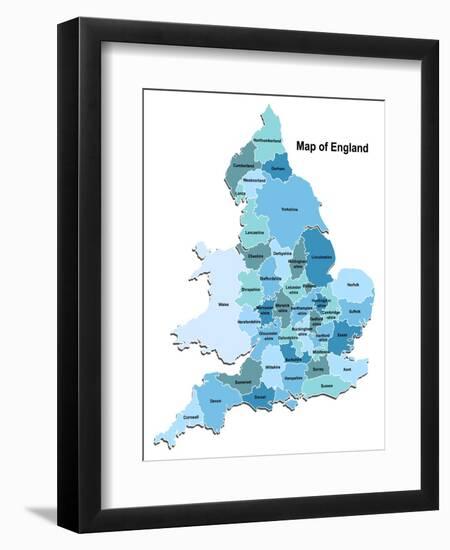 Map Of England-Vlada13-Framed Art Print