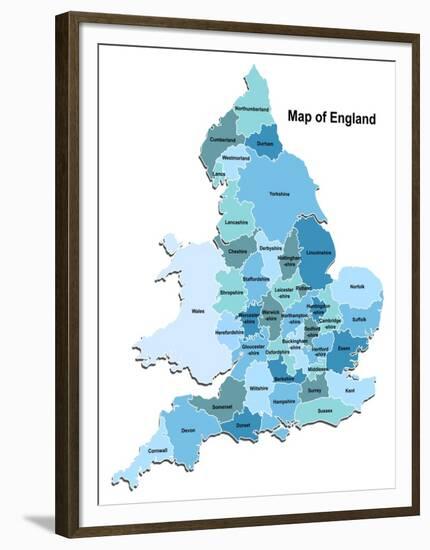 Map Of England-Vlada13-Framed Art Print