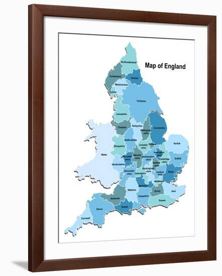 Map Of England-Vlada13-Framed Art Print