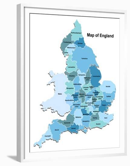 Map Of England-Vlada13-Framed Art Print