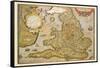 Map of England-Abraham Ortelius-Framed Stretched Canvas