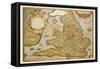 Map of England-Abraham Ortelius-Framed Stretched Canvas