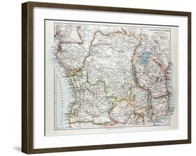 Map of Equatorial Africa the Republic of Mozambique the Republic of Angola Uganda Kenya 1899-null-Framed Giclee Print