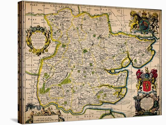 Map of Essex, 1678. Artists: John Ogilby, William Morgan-William Morgan-Stretched Canvas