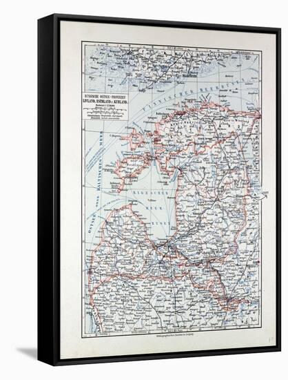 Map of Estland Letland Lithuania 1899-null-Framed Stretched Canvas