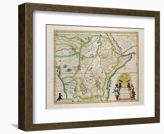 Map of Ethiopia Showing Five African States, c.1690 G. Blaeu's "Grooten Atlas" of 1648-65-null-Framed Giclee Print