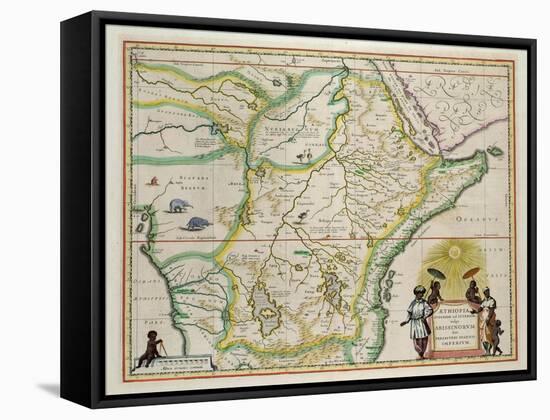 Map of Ethiopia Showing Five African States, c.1690 G. Blaeu's "Grooten Atlas" of 1648-65-null-Framed Stretched Canvas