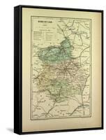 Map of Eure-Et-Loire France-null-Framed Stretched Canvas