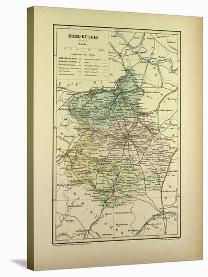 Map of Eure-Et-Loire France-null-Stretched Canvas