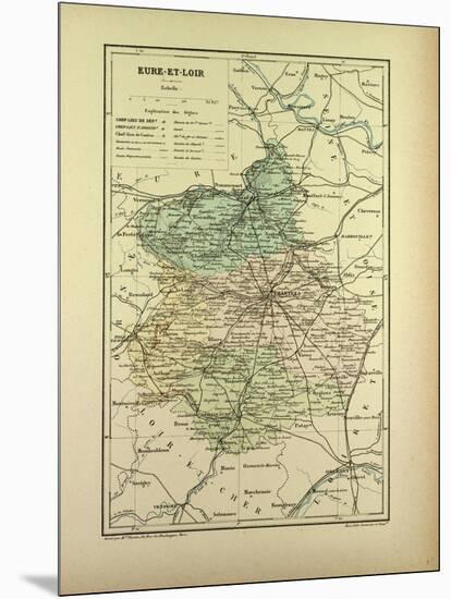 Map of Eure-Et-Loire France-null-Mounted Giclee Print