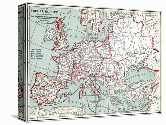 Map Of Europe, 12Th Century-null-Stretched Canvas