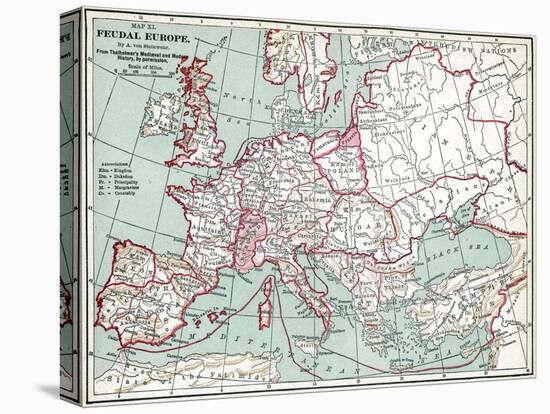 Map Of Europe, 12Th Century-null-Stretched Canvas