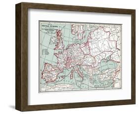 Map Of Europe, 12Th Century-null-Framed Premium Giclee Print