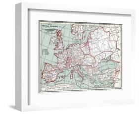 Map Of Europe, 12Th Century-null-Framed Premium Giclee Print