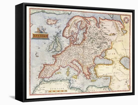 Map of Europe, 1587-Abraham Ortelius-Framed Stretched Canvas