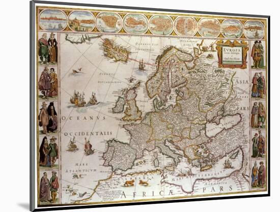 Map of Europe,1619-1672-null-Mounted Giclee Print