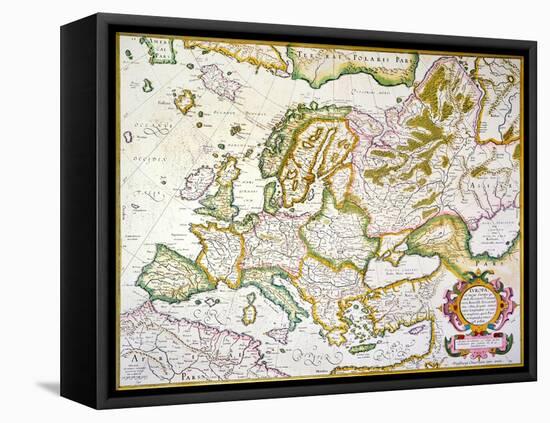 Map Of Europe, 1623-Jodocus Hondius-Framed Stretched Canvas
