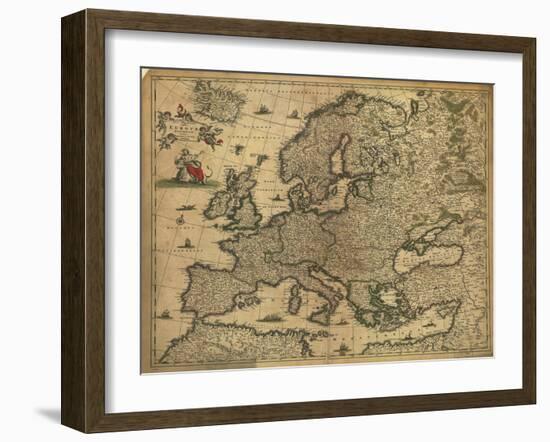 Map of Europe, 1700-Science Source-Framed Giclee Print