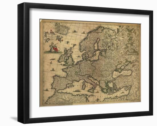 Map of Europe, 1700-Science Source-Framed Giclee Print